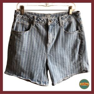 Hot Topic - HT Denim Size 9 Mom Shorts White and Denim Pin Striped